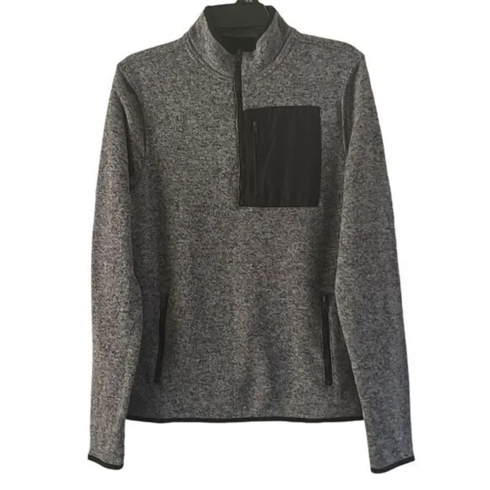 Aeropostale Men's Gray Heather Quarter-Zip Fleece Pullover Sweater S/P‎